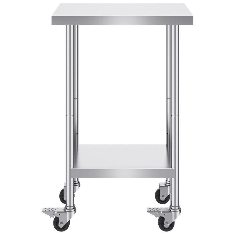 Silver Stainless Steel Adjustable Height Kitchen Cart