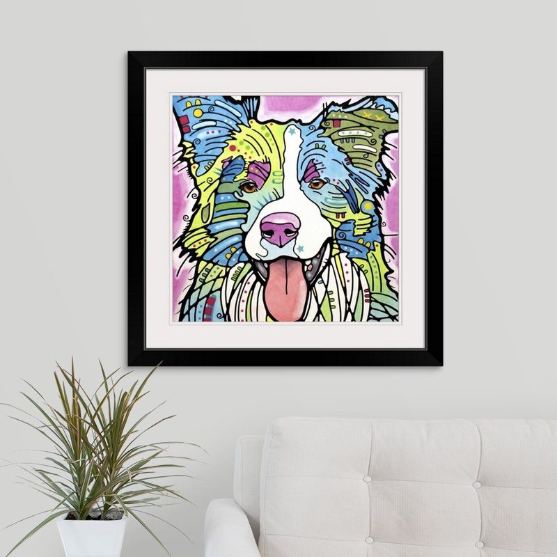« collie », impression, Cadre noir, H 24 po x l 24 po x P 1 po