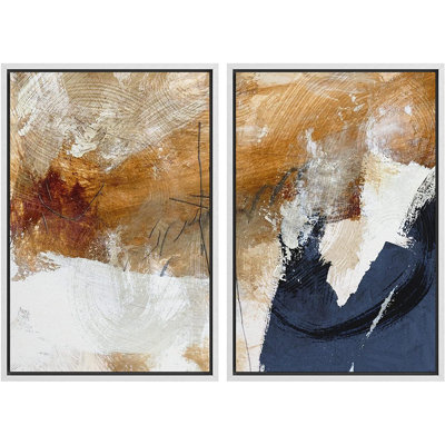 «Abstract Paint Effect Blue Graffiti Stroke», reproduction d'art sur toile 2 pièces