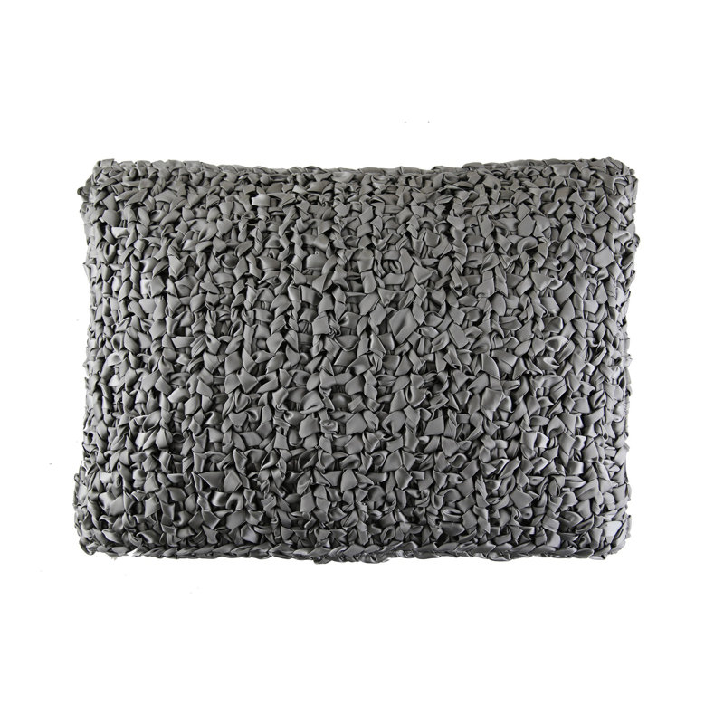 Ribbon Knit Lumbar Pillow Cover & Insert, Dark Gray