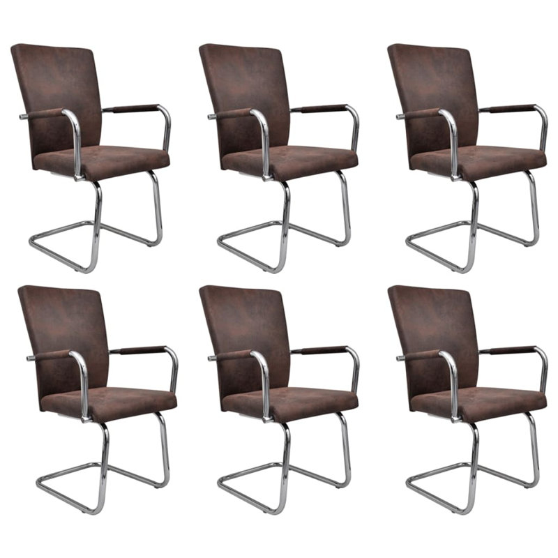 Chaise d'appoint Cantilever pour salle à manger en simili suède, 6
