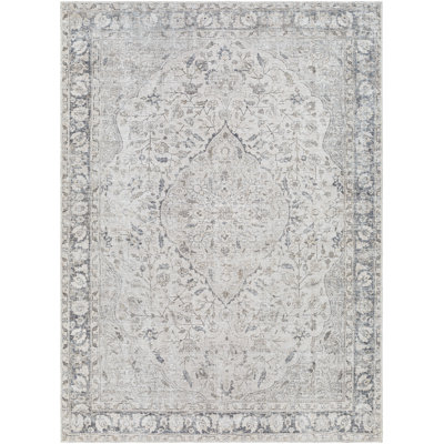 Tapis gris clair lavable à la machine Brackston