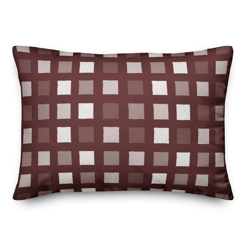 Plaid Outdoor Reversible Throw Pillow, H 14 po x l 20 po, Marron