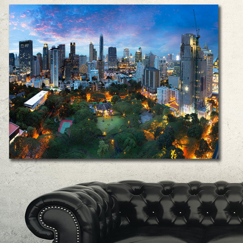 " Bangkok City Skyline ", 30" H x 40" W x 1.5" D, Wrapped Canvas