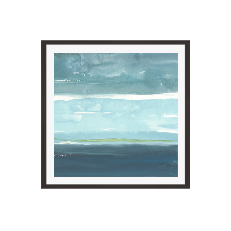 Teal Horizon II by Rob Delamater, 12"H x 12"W, Espresso