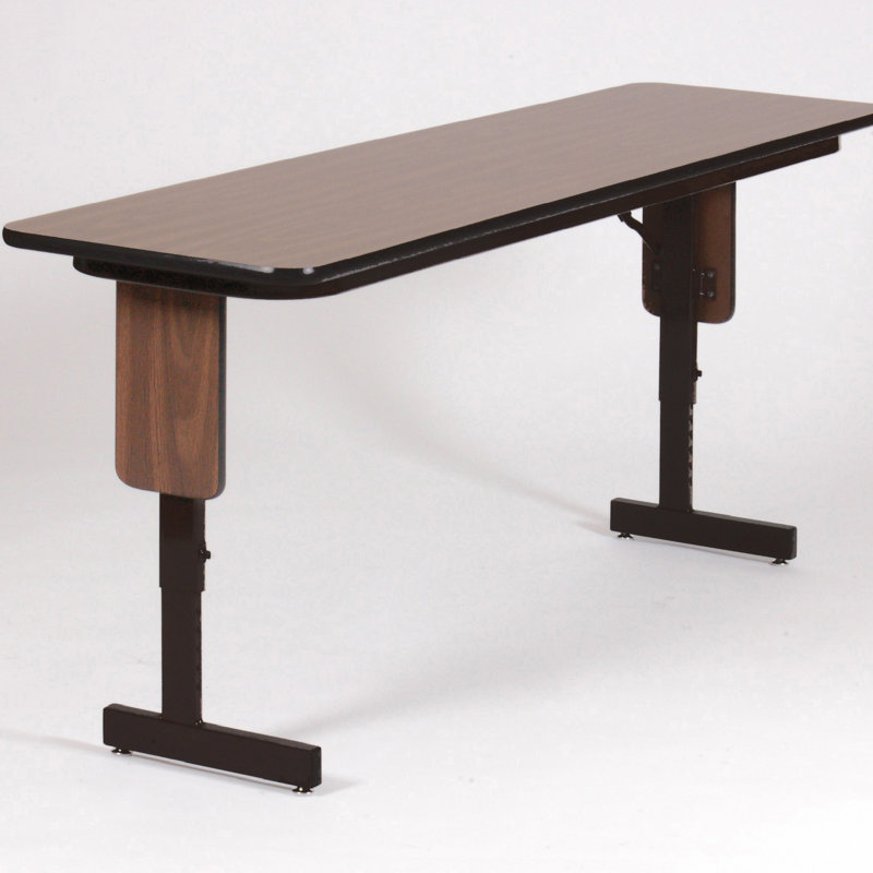 Table pliante rectangulaire réglable, Noyer, 60" W x 18" D