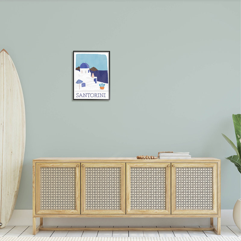 Vue de l'île de Santorin, estampe numérique par Darlene Seale, H 20 po x l 16 po x P 1,5 po, Toile tendue