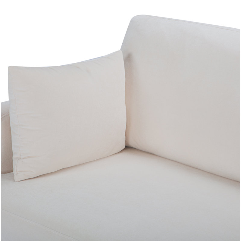 Canapé modulaire à méridienne rembourré Laguna, Orienté à droite (vu de face), Tissu performance natté crème