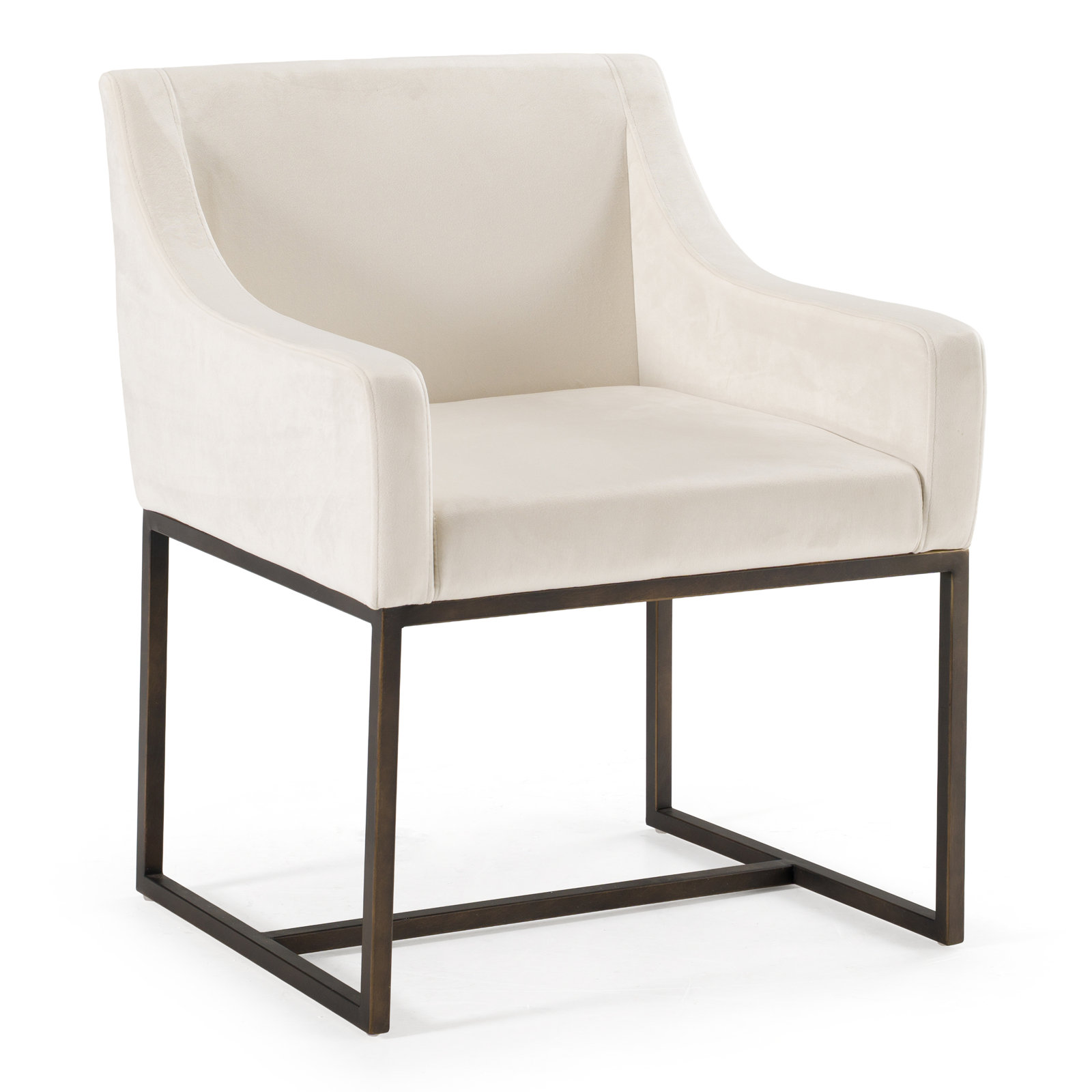 Teddy 18.8'' H Fabric Upholstered Metal Dining Chairs, Beige