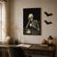 Squelette buvant un café à la table, croquis d'Halloween, art mural sur toile-1609239679