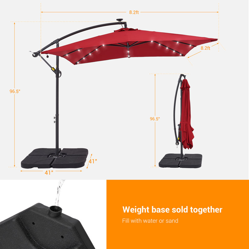 Parasol en porte-à-faux 98,4 po Dailan, Rouge