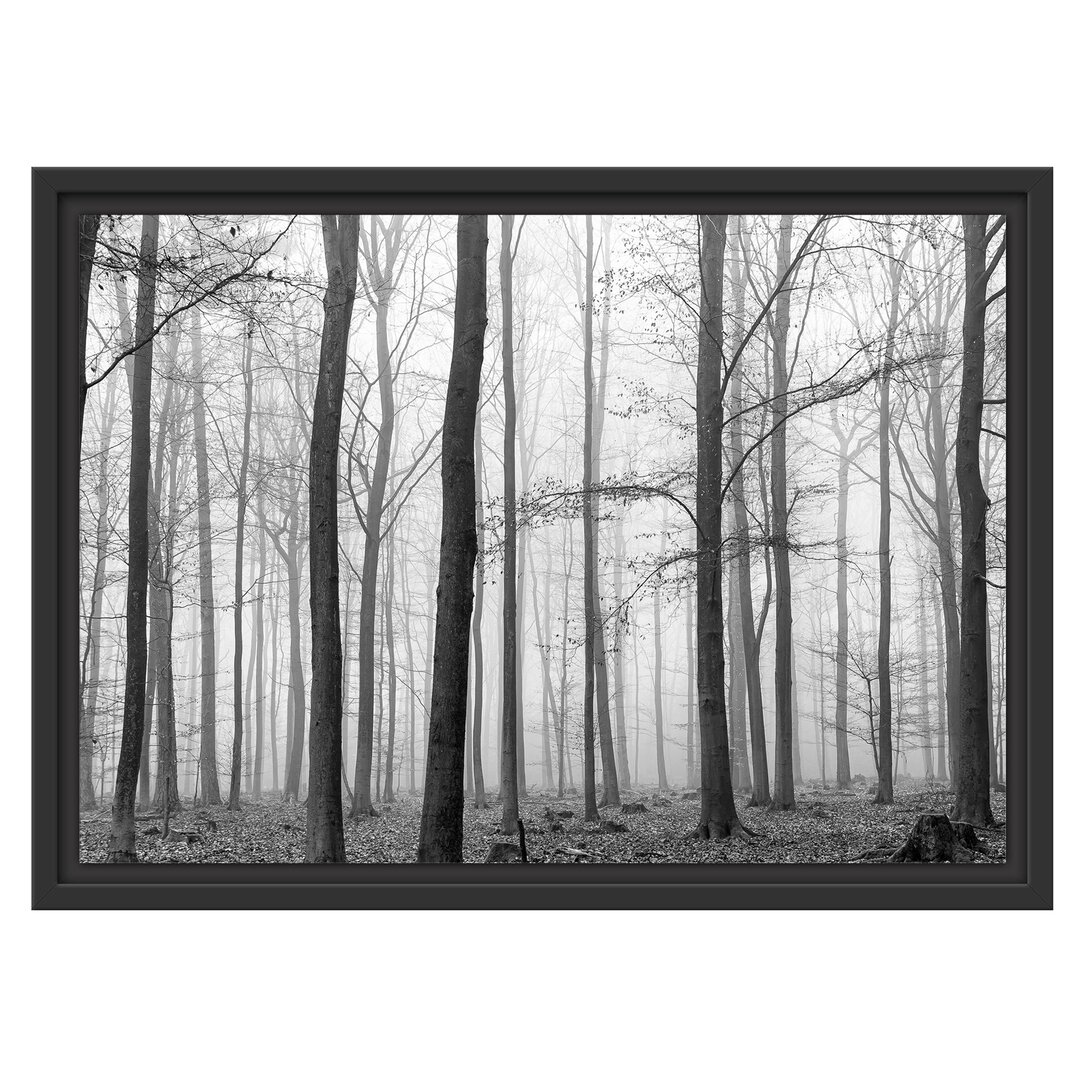 Gerahmtes Wandbild abstrakter Wald Kunst B&W