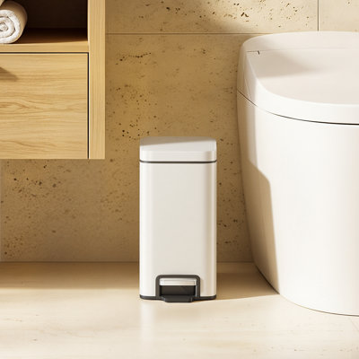 EKO 5L Genie Slim Step Trash Can Combo Matte White, 2-Pack