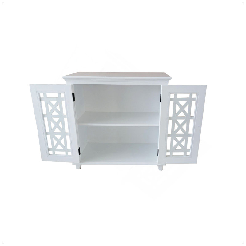 Armoire en bois massif avec porte et tablette en verre blanc Leroy