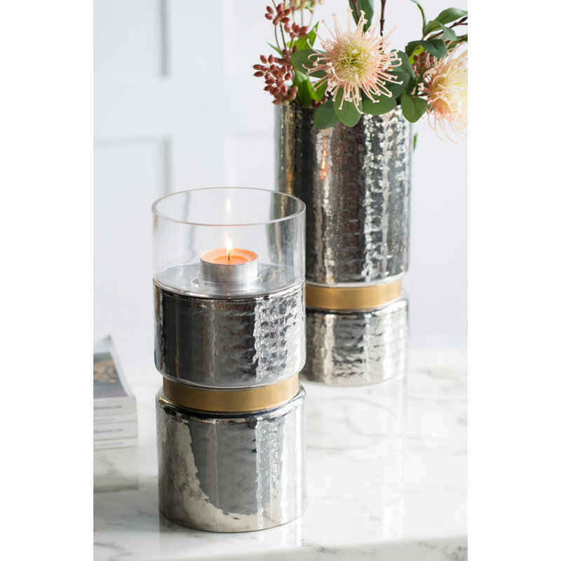 Porte-bougie argent D5.9X15.2 "Halloway, H 15,23 po x l 5,93 po x P 5,93 po