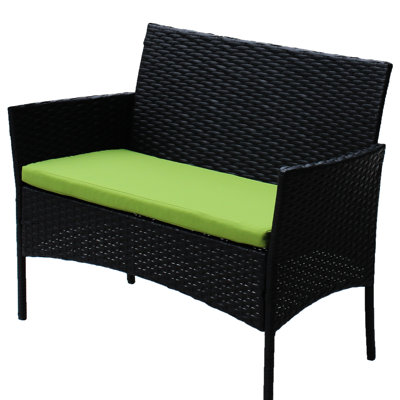 Mobilier de patio 4 pièces : Ensemble extérieur avec coussins et coiffeuse en verre trempé, table confortable