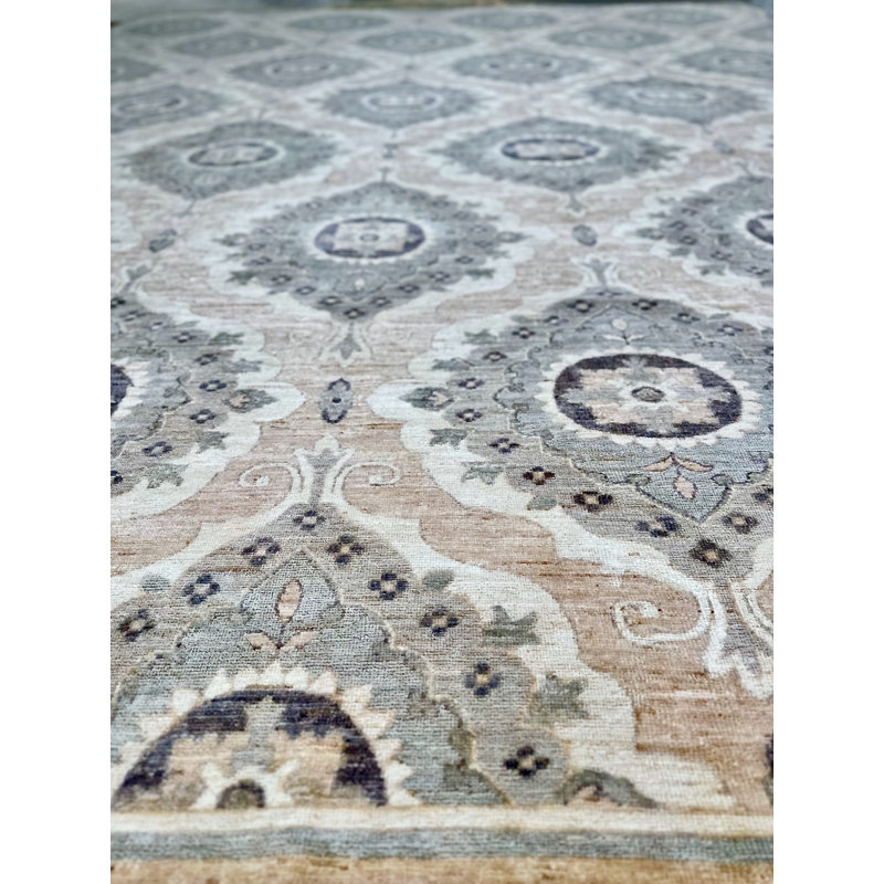 Proprietary Patterns Wool Geometric Area Rug in Bedford Beige, Rectangle 10' x 14'