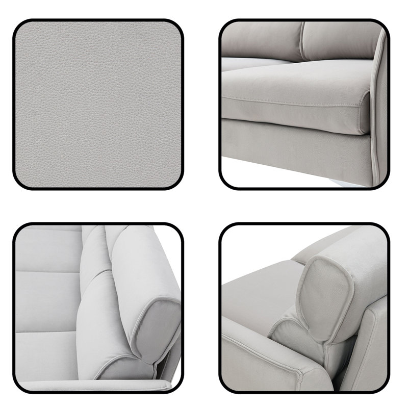 Canapé et chaise longue réversible Behka, 100 % polyester gris, Argent
