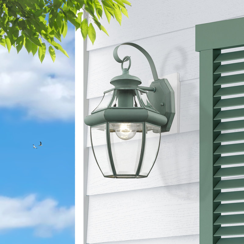 Alexavier Solid Brass Wall Light, Verdigris