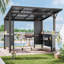 Pavillon de jardin d'extérieur moderne en métal avec comptoirs intégrés et toit incliné (ensemble de 2)