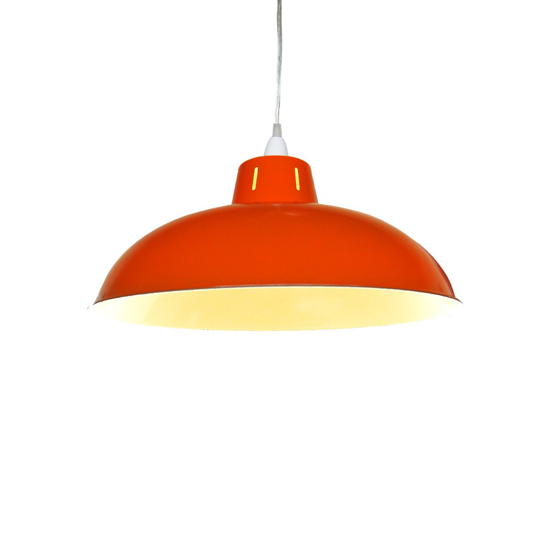 Battersea 25cm H Metal Bowl Pendant Shade ( Screw On ) in Orange