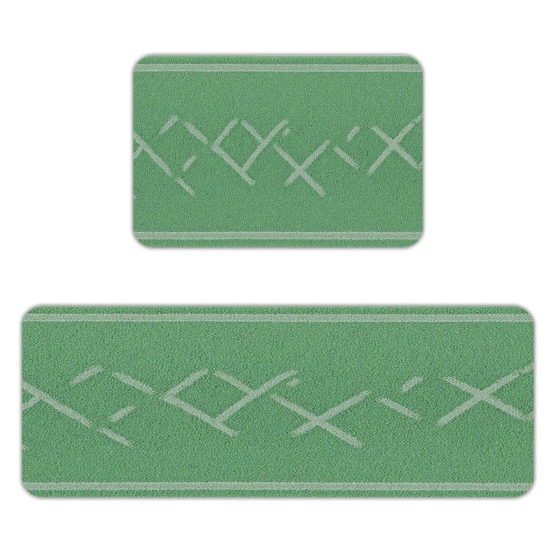 Ensemble de 2 tapis de cuisine à chevrons verts