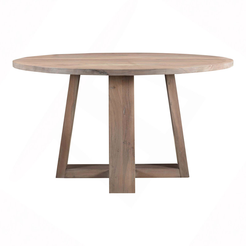 Table de salle à manger, ronde, acacia massif, sièges 4