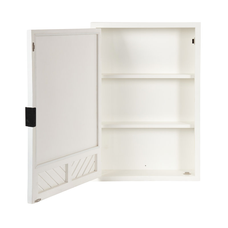 Armoire à pharmacie rectangulaire en bois avec miroir, Blanc