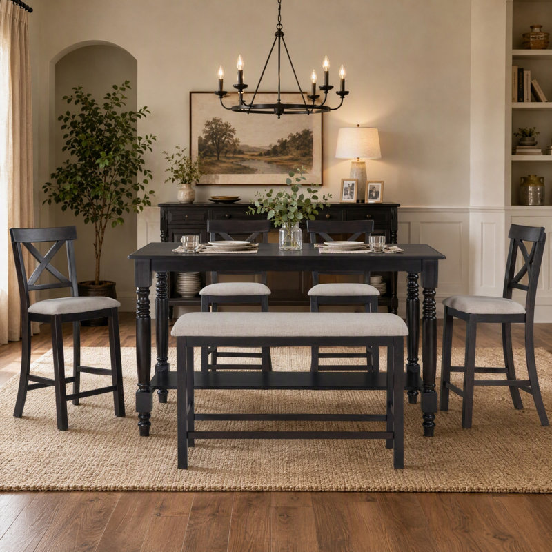 Solid Wood Top Dining Set, Espresso