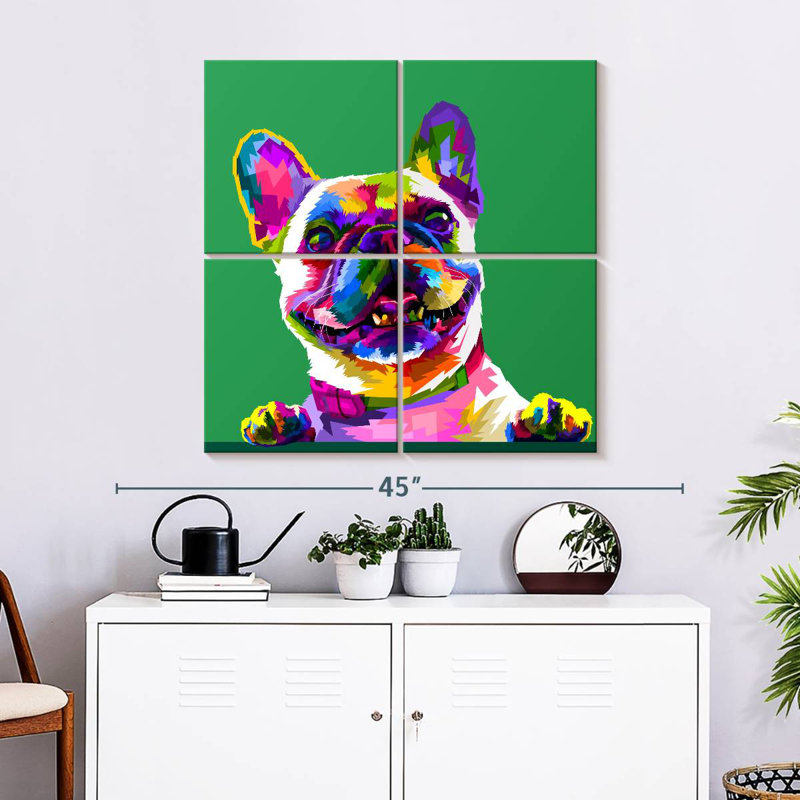 Bouledogue abstrait Brampt, H 32 po x l 32 po