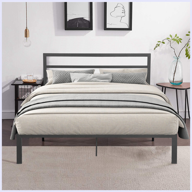 Lit en métal Krystie, Grand, Gris anthracite
