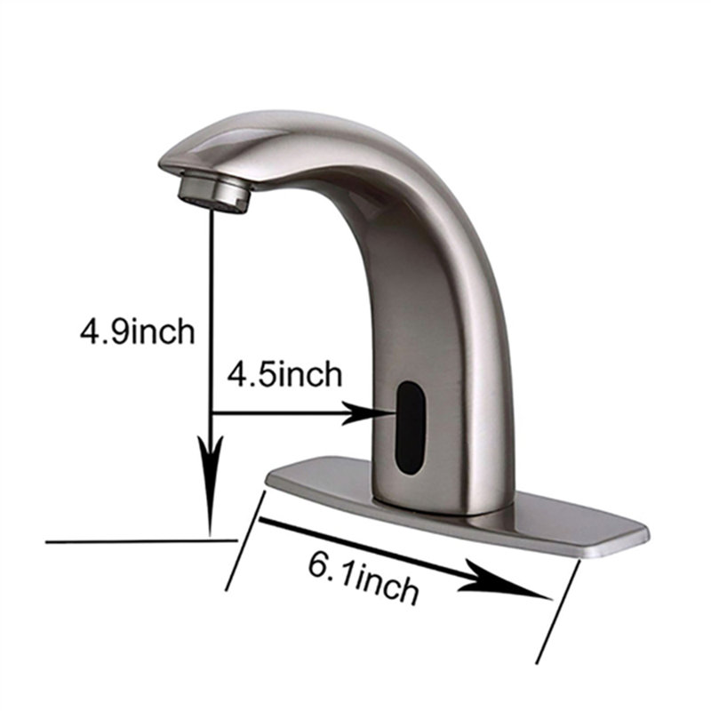 Robinet à capteur automatique commercial Lano par BathSelect - Nickel brossé, fonctionnement sans contact, conforme à l'ADA