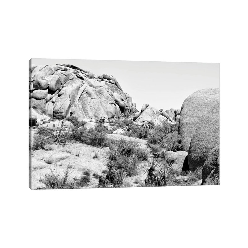 Black California Series - Boulders Rock Desert - Wrapped Canvas Print, 20.32 cm H x 30.48 cm W