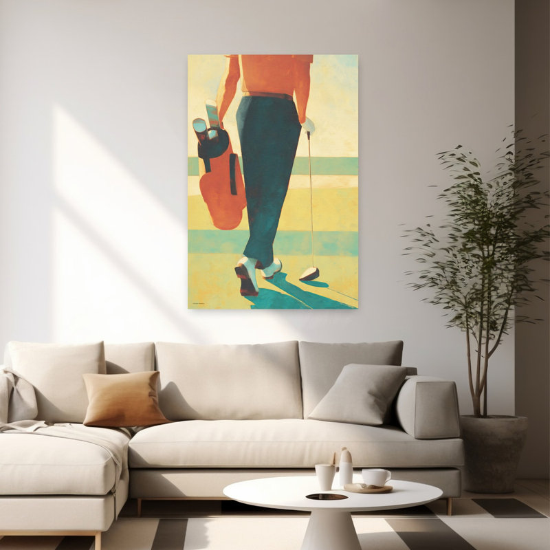 «Golf In Motion», art contemporain moderne et vibrant sur la plage, H 60 po x l 40 po