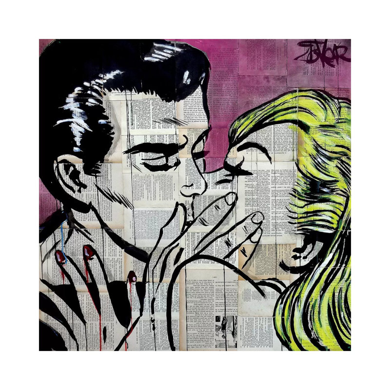 Shut Up And Kiss Me by Loui Jover - Wrapped Canvas Print, 93.98 cm H x 93.98 cm W x 3.175 cm D