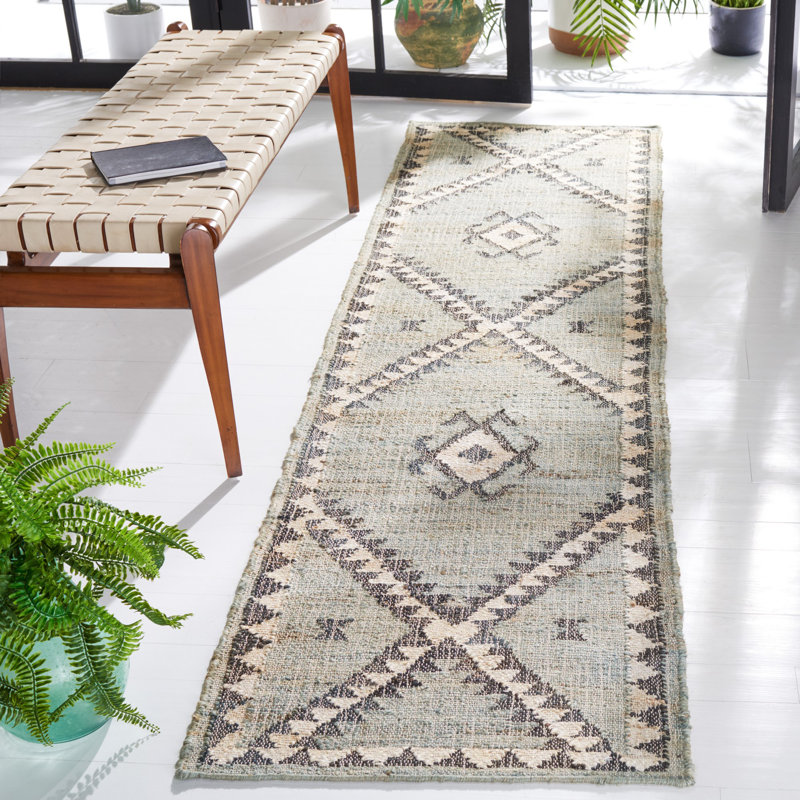 Tapis rétro en jute à tissage plat Goodsell, Carré 7 pi