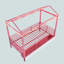 Lit pour maison rose, lit superposé simple avec toit et garde-corps, chambre à coucher avec cadre en métal, coffre-fort à basse hauteur, garde-corps sans sommier requis, espace de conception confortable, nécessaire