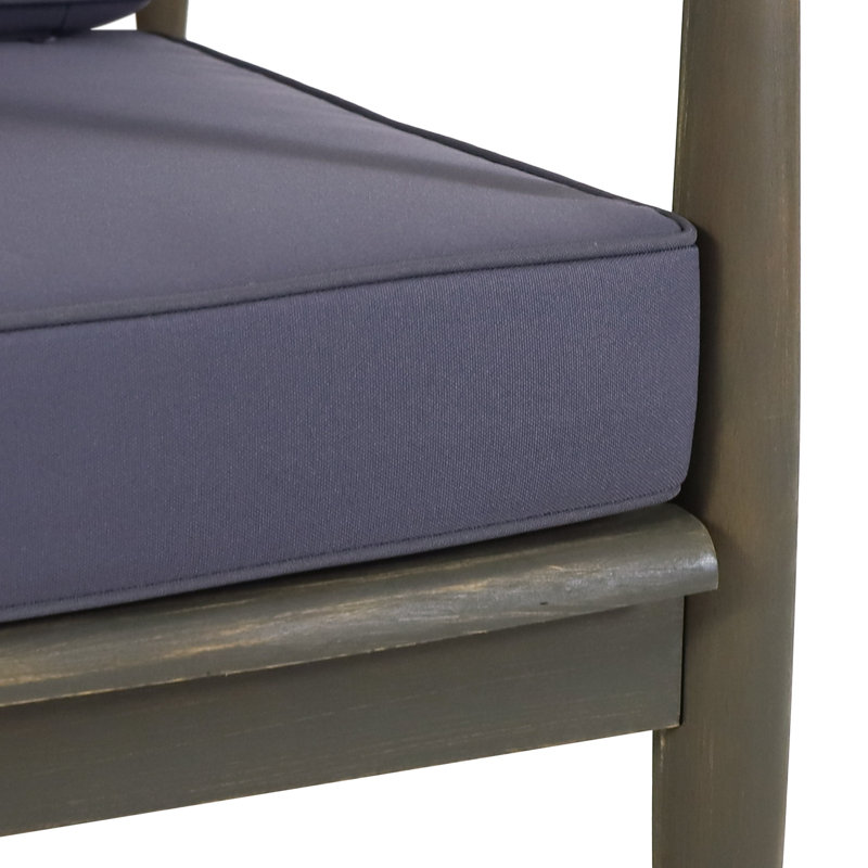 Chaise d'extérieur avec coussins James, Gris foncé, Gris