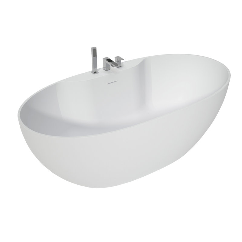 Baignoire de trempage profonde à surface solide de 63 po avec trois trous 63 po