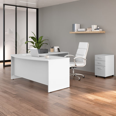 Bureau en forme de L de 72 W avec classeur mobile à 3 tiroirs Bush Business Furniture Studio C