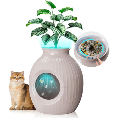 Eillie Plastic Enclosed Litter Box Enclosure with Built-in Scoop and with Lockable Lid