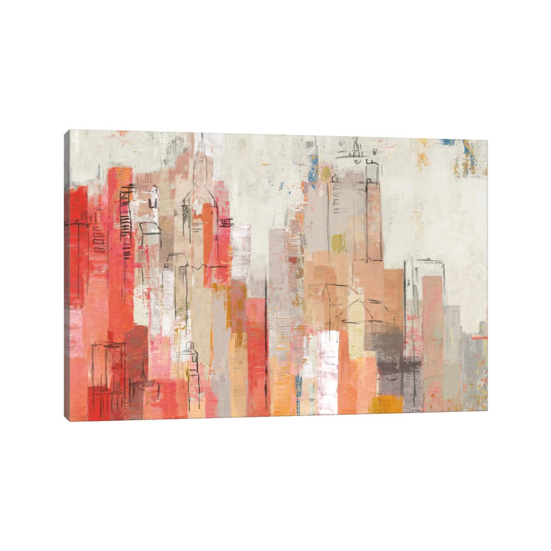 Pink City 1 Piece Wrapped Canvas Painting, 66.04cm H x 101.6cm W x 1.905cm D