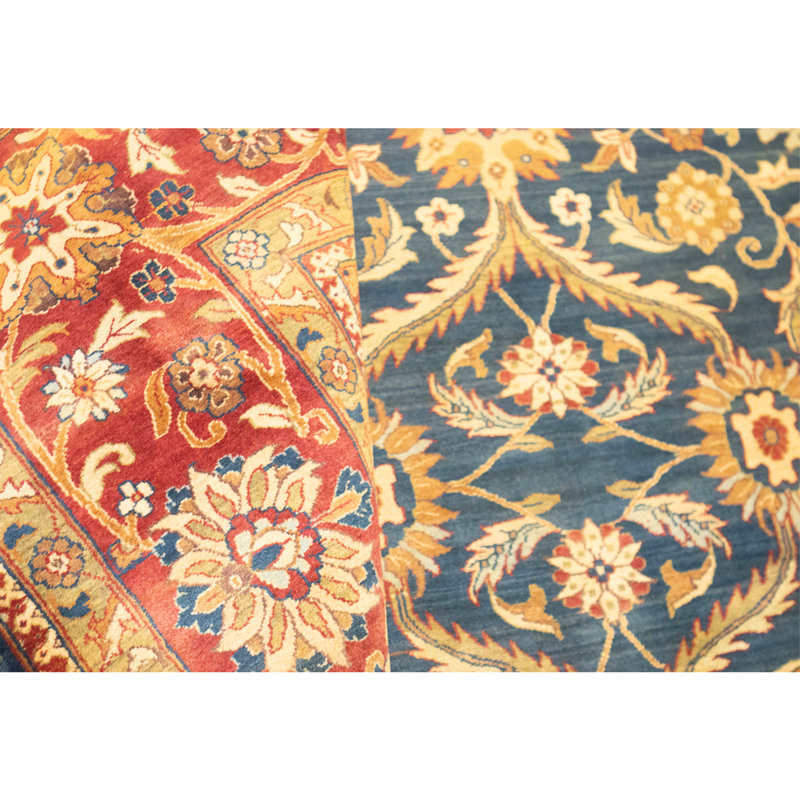 High-Quality Hand-Knotted Blue And Red Area Rug