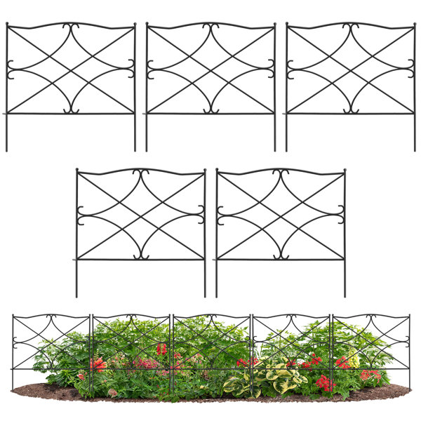 Red Barrel Studio® 32'' H x 120'' W Black Metal Fencing with 5 Panels(s ...
