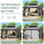 Pavillon de jardin extérieur VIWAT avec toit en acier galvanisé, structure en aluminium, rideaux et filet-128562008