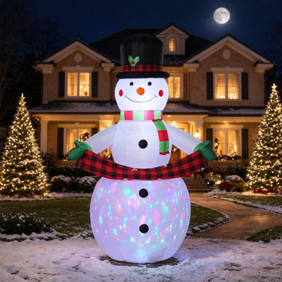 Colourful LED Lighted Blow Up 6.7FT Christmas Inflatable Snowman, Indoor Outdoor Yard Lawn Holiday Decoration, Giant Snowman with Multi Color LED Lighting