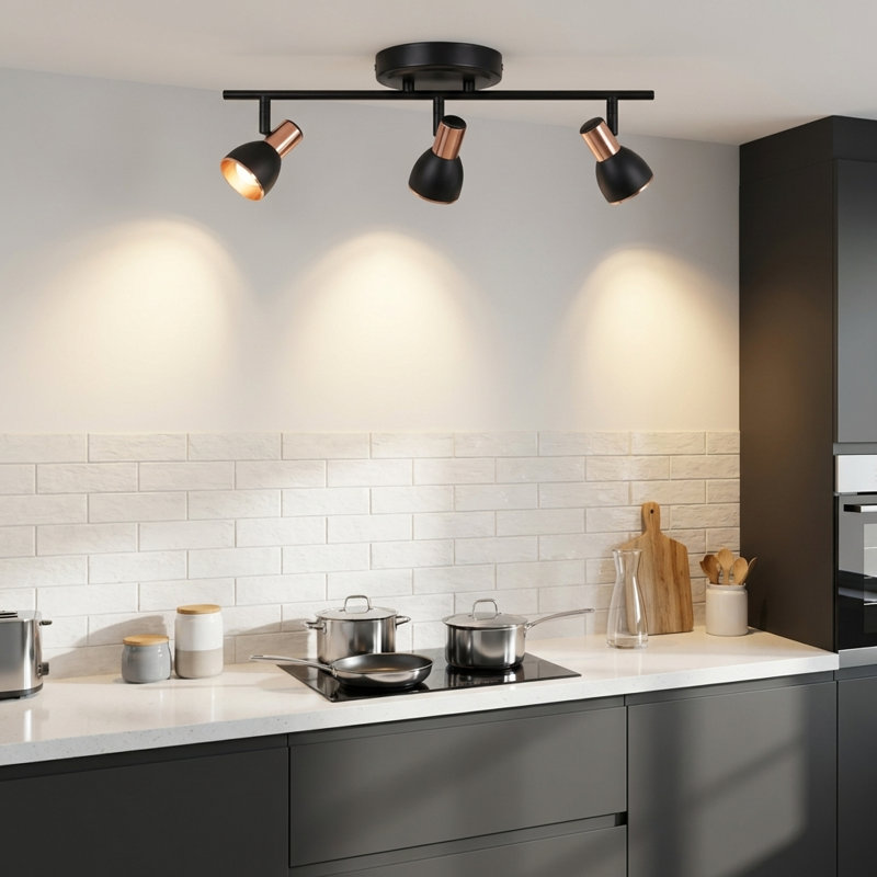 Ensemble d'éclairage sur rail 18,1 po à DEL, 3 lumières réglables pour plafonniers réglables pour la cuisine, le salon et le couloir