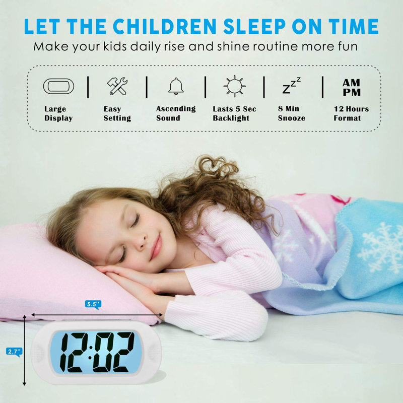 Digital Electric Alarm Tabletop Clock Green, White