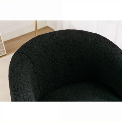 Velvet Swivel Barrel Accent Armchair for Adults, Upholstered Accent Chair with Black Metal Ring Base, Chair Seating for Living Room