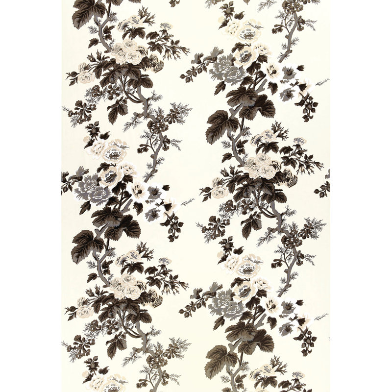 Pyne Hollyhock Fabric, Charcoal